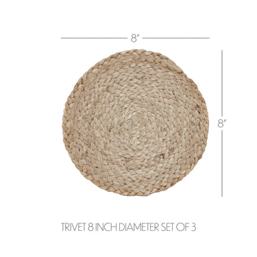 Natural Jute Trivet 8 inch Diameter Set of 3 - The Fox Decor